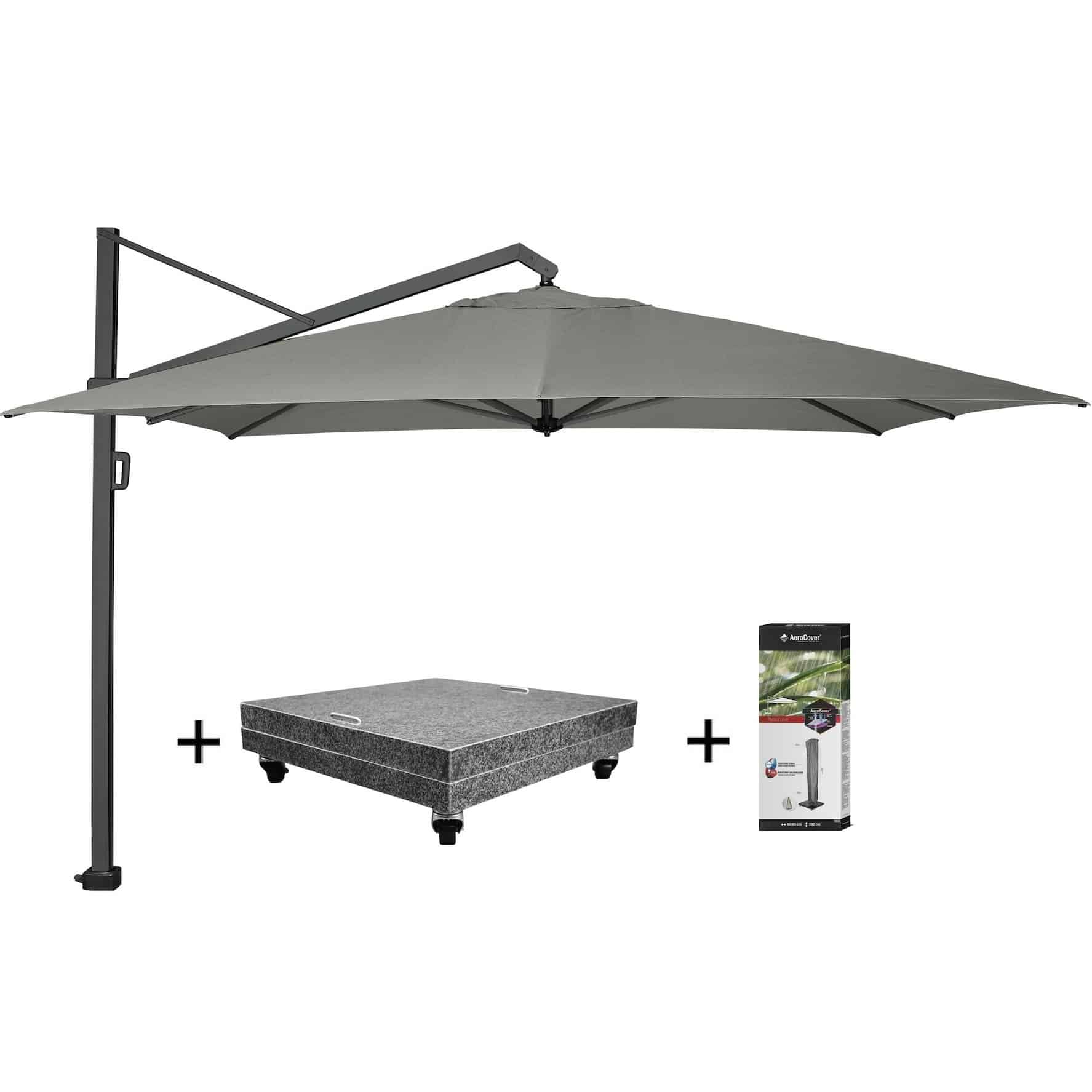 icon premium zweefparasol 350×350 cm manhattan met 150 kg voet en hoes