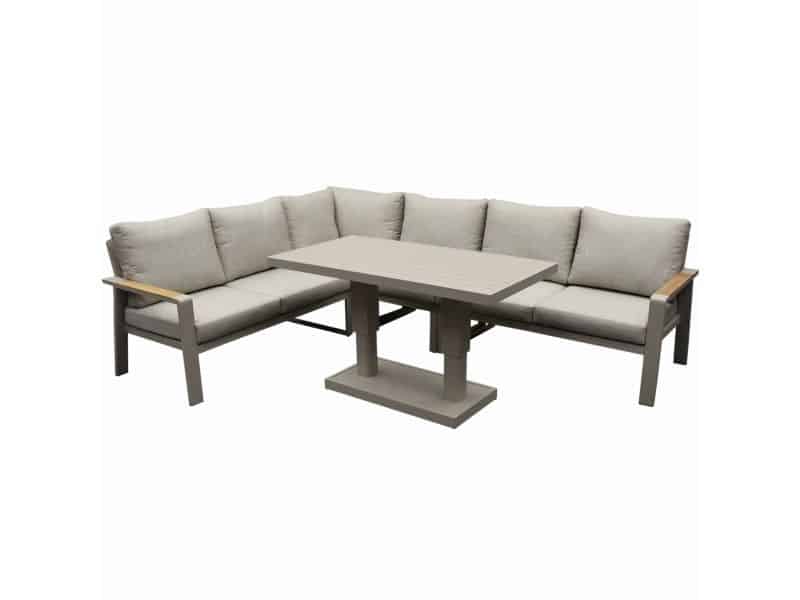 Lola dining hoek loungeset 5 delig verstelbare tafel latte zand