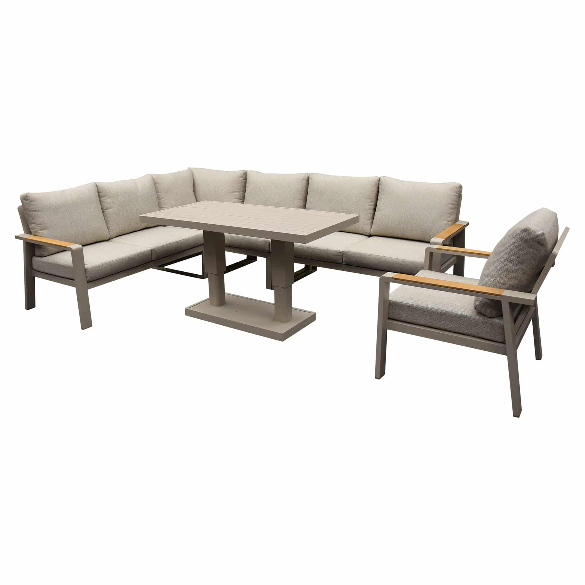 lola dining hoek loungeset 6 delig verstelbare tafel latte zand