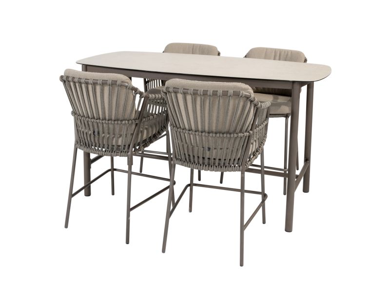 Manolo Capalbio high dining tuinset 180x90xH90 cm 5 delig keramiek terre 4 Seasons Outdoor