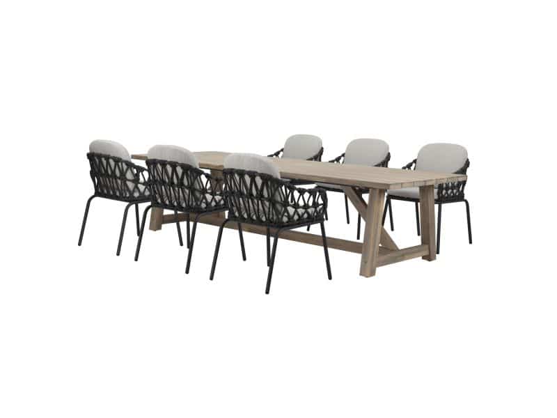 Matera Ravello dining tuinset 250x100xH76 cm 7 delig antraciet rope