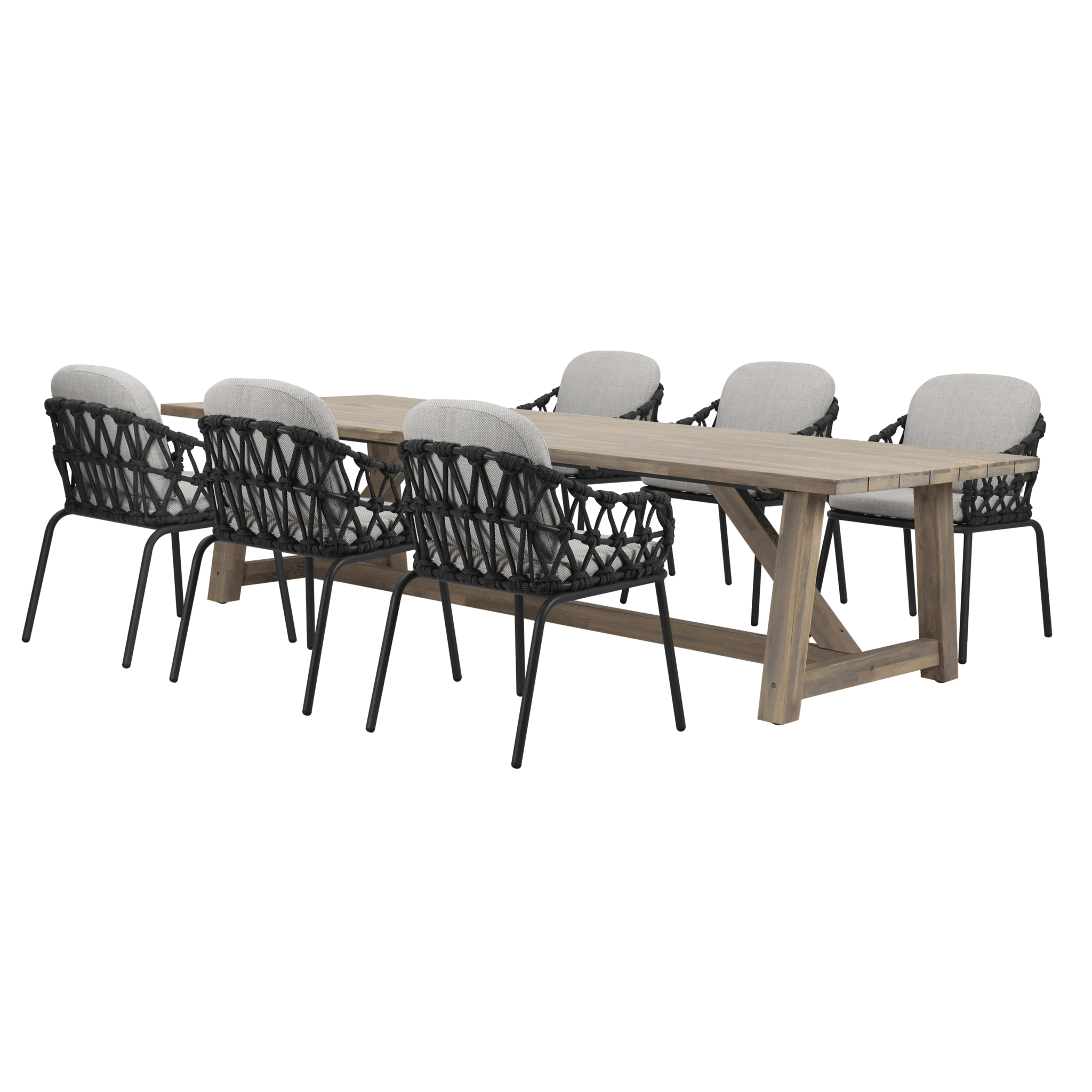 matera ravello dining tuinset 250x100xh76 cm 7 delig antraciet rope