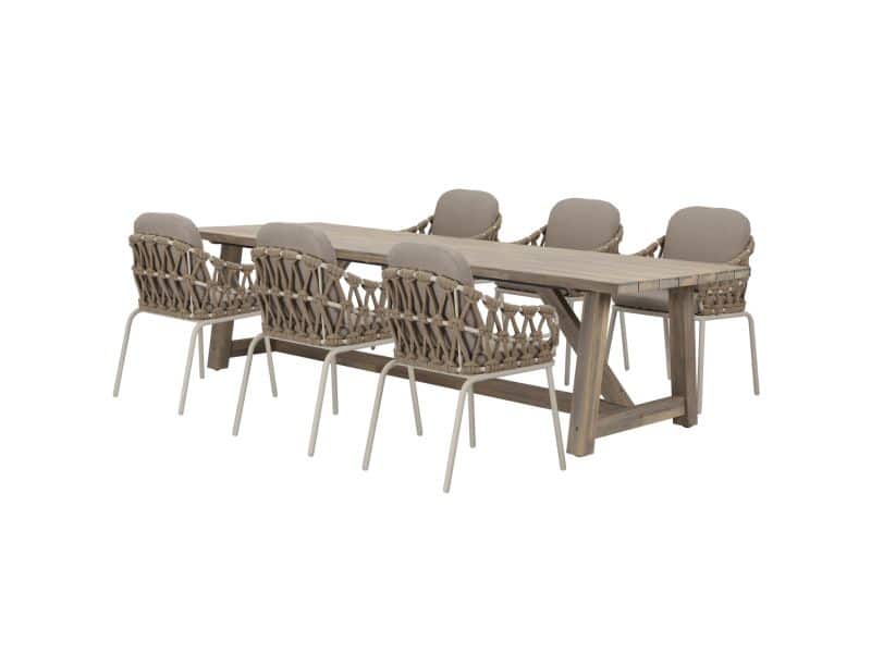 Matera Ravello dining tuinset 250x100xH76 cm 7 delig zand rope