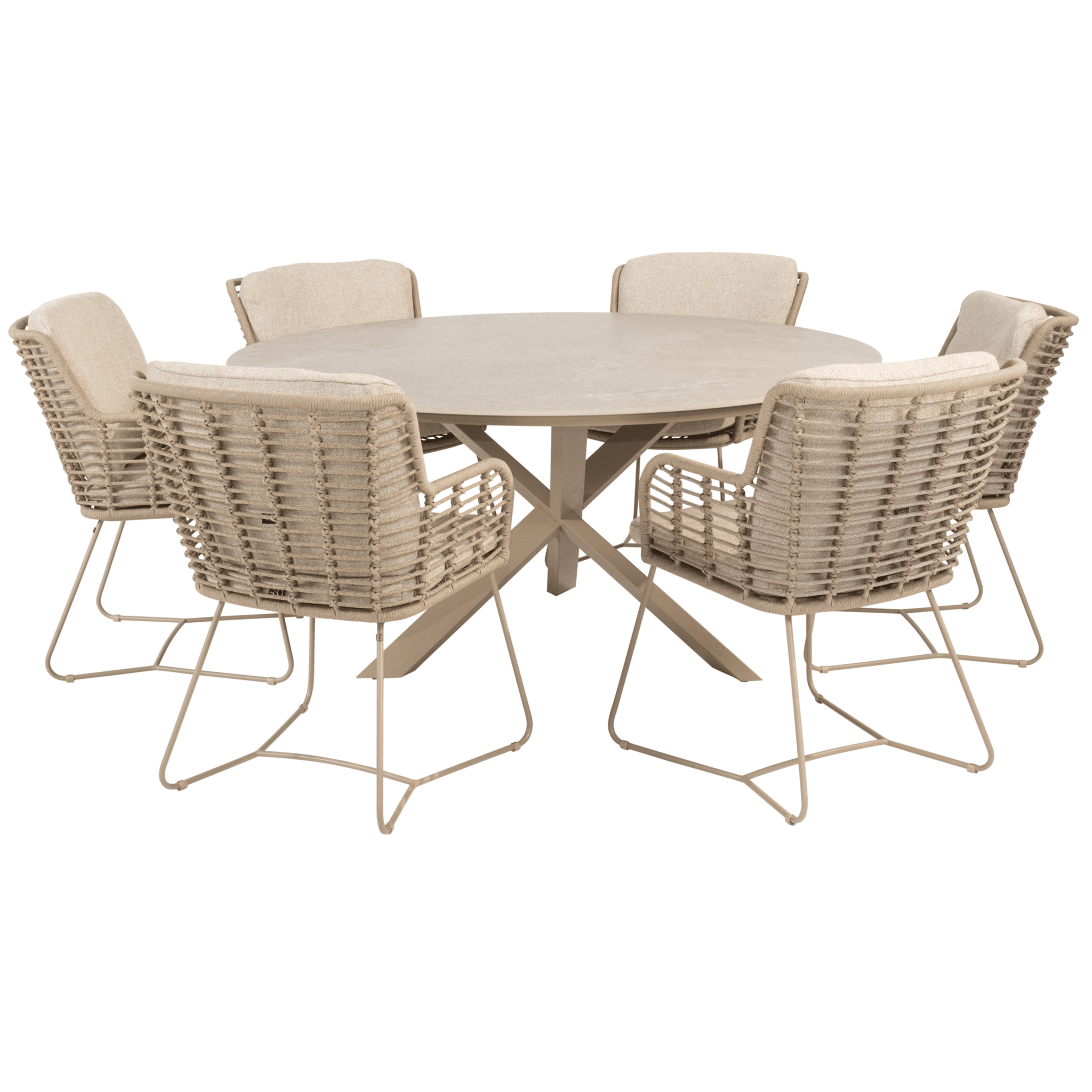 prado fabrice dining tuinset 160xh75 cm rond keramiek latte 4 seasons outdoor