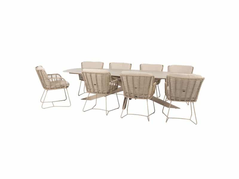 Prado Fabrice dining tuinset 300x110xH75 cm 9 delig keramiek latte 4 Seasons Outdoor