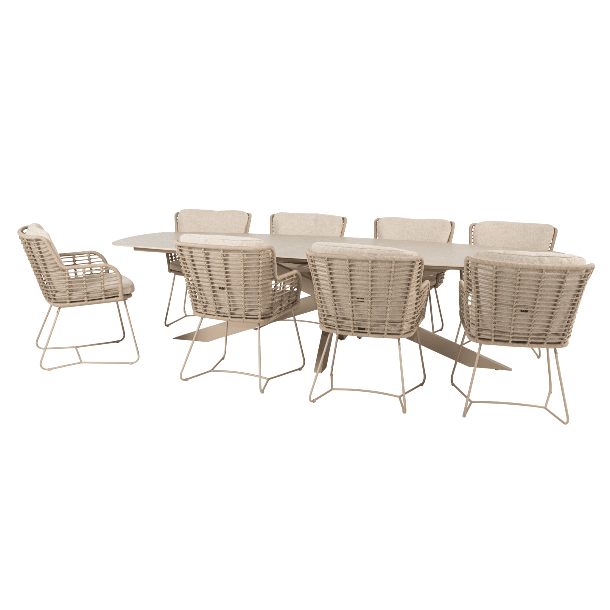 prado fabrice dining tuinset 300x110xh75 cm 9 delig keramiek latte 4 seasons outdoor