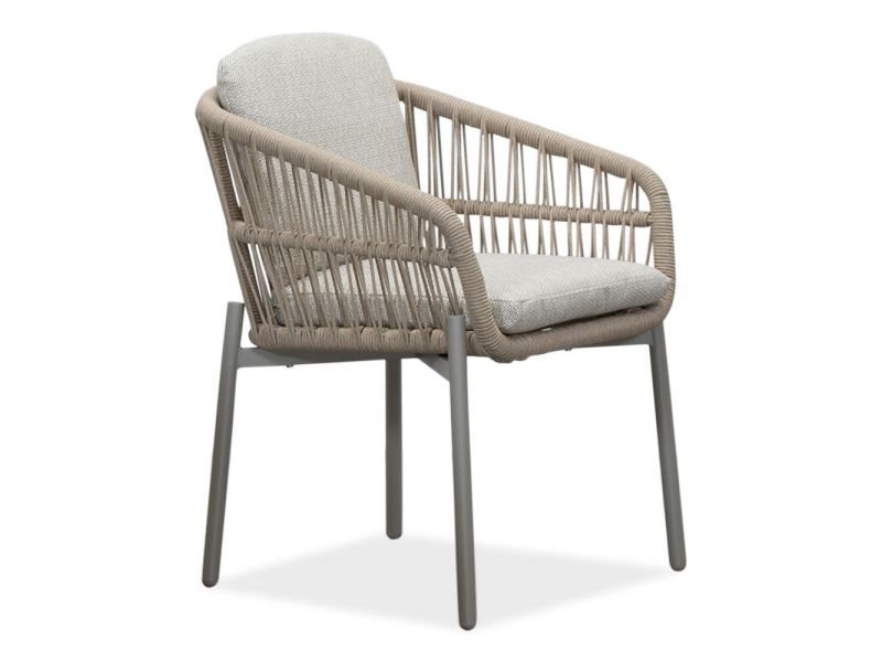 Rico dining tuinstoel | aluminium + touw | zand