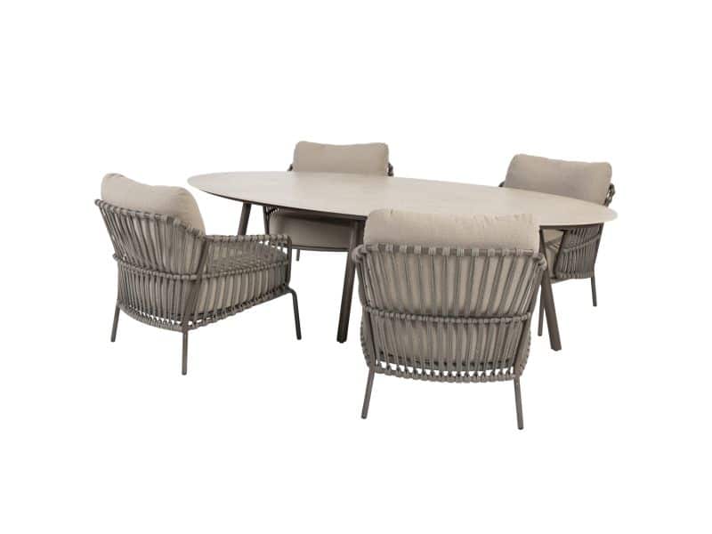 Salute Capalbio low dining tuinset 220x105xH69 cm 5 delig keramiek terre 4 Seasons Outdoor