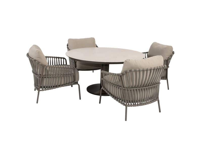 Sarah Capalbio low dining tuinset 130xH69 cm rond 5 delig terre 4 Seasons Outdoor