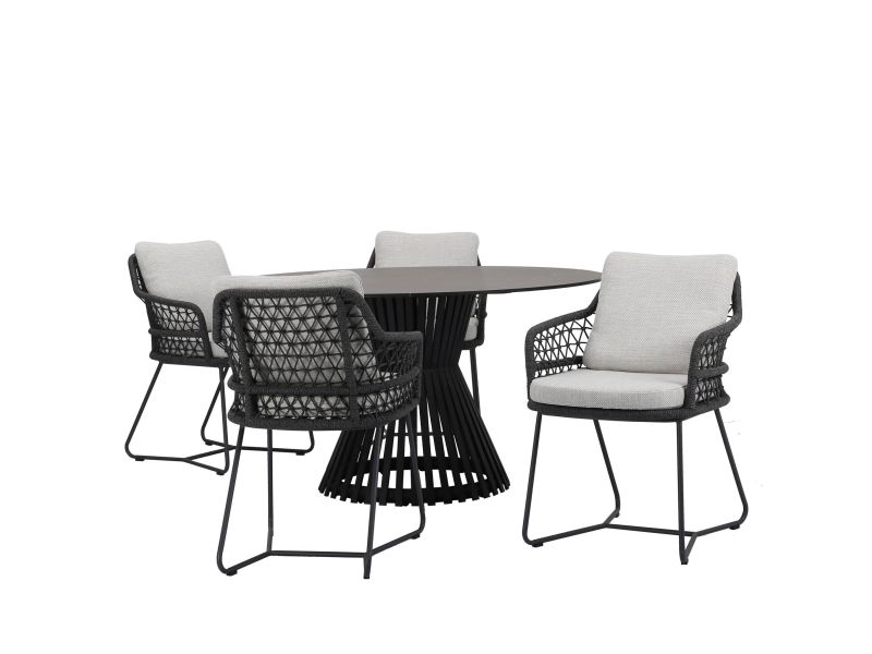 Taranto Pasadena dining tuinset 140xH75 cm 5 delig antraciet