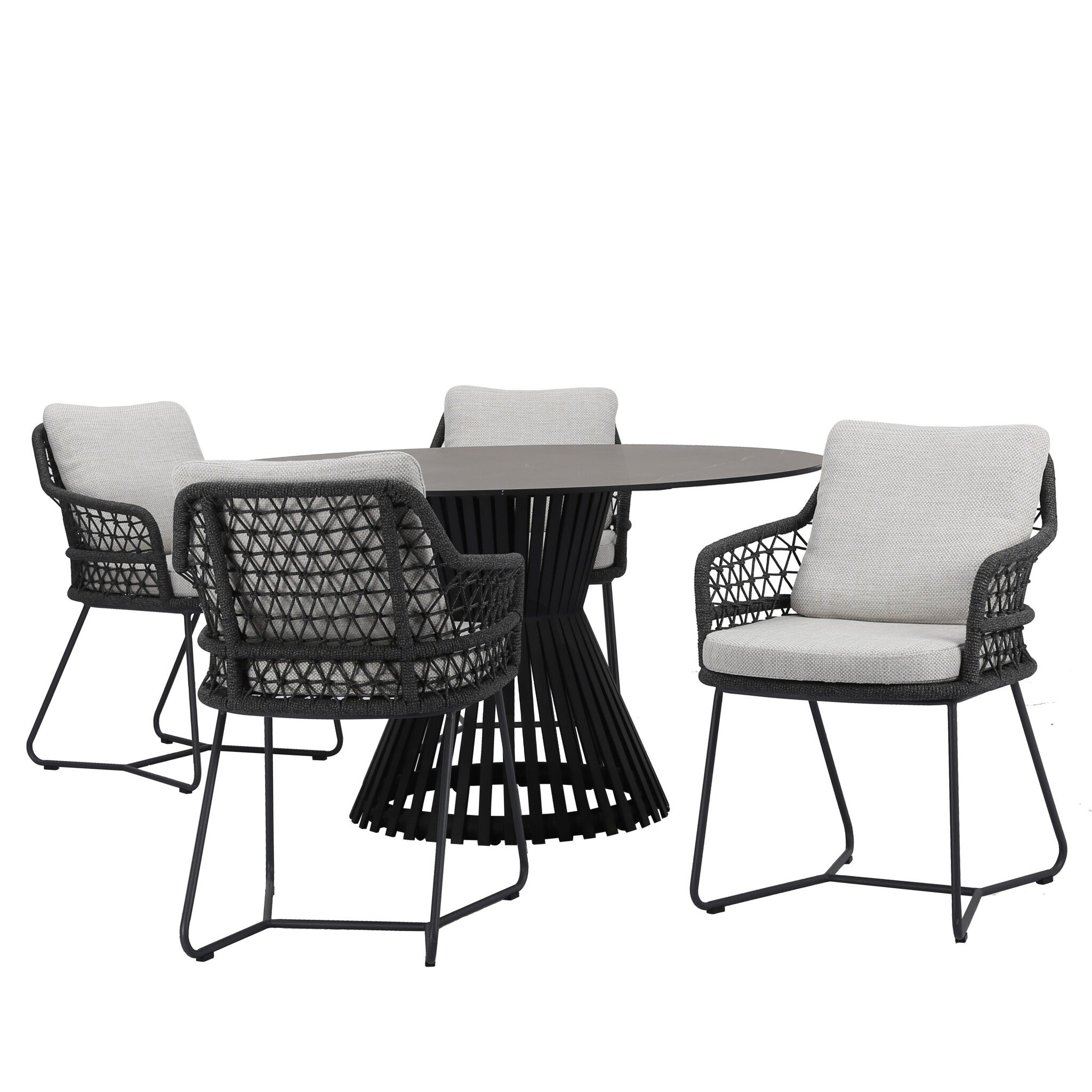 taranto pasadena dining tuinset 140xh75 cm 5 delig antraciet