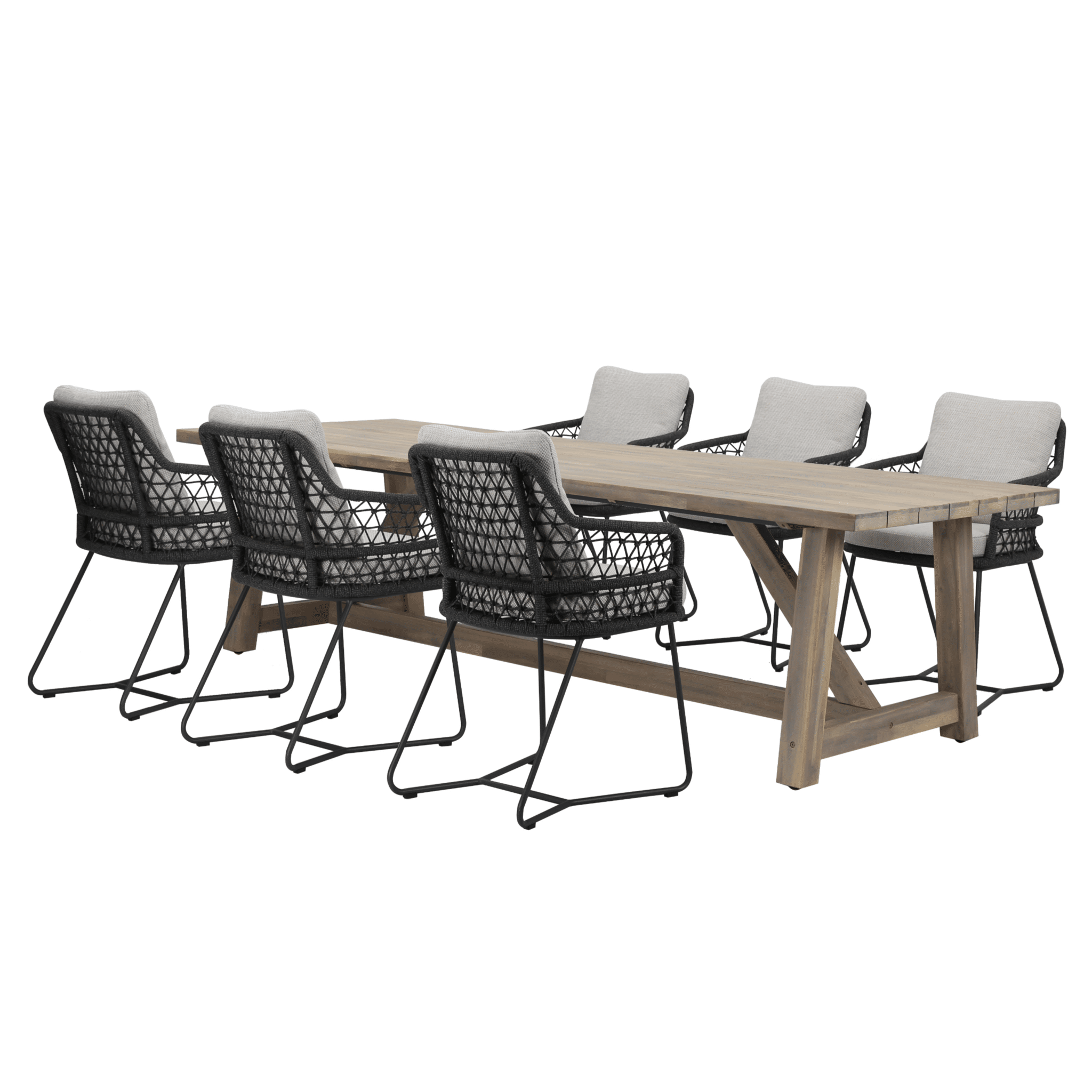 taranto ravello dining tuinset 250x100xh76 cm 7 delig antraciet rope acacia