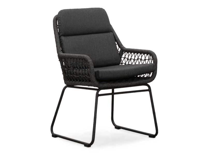 Valencia dining tuinstoel | touw + aluminium | Lava Grey