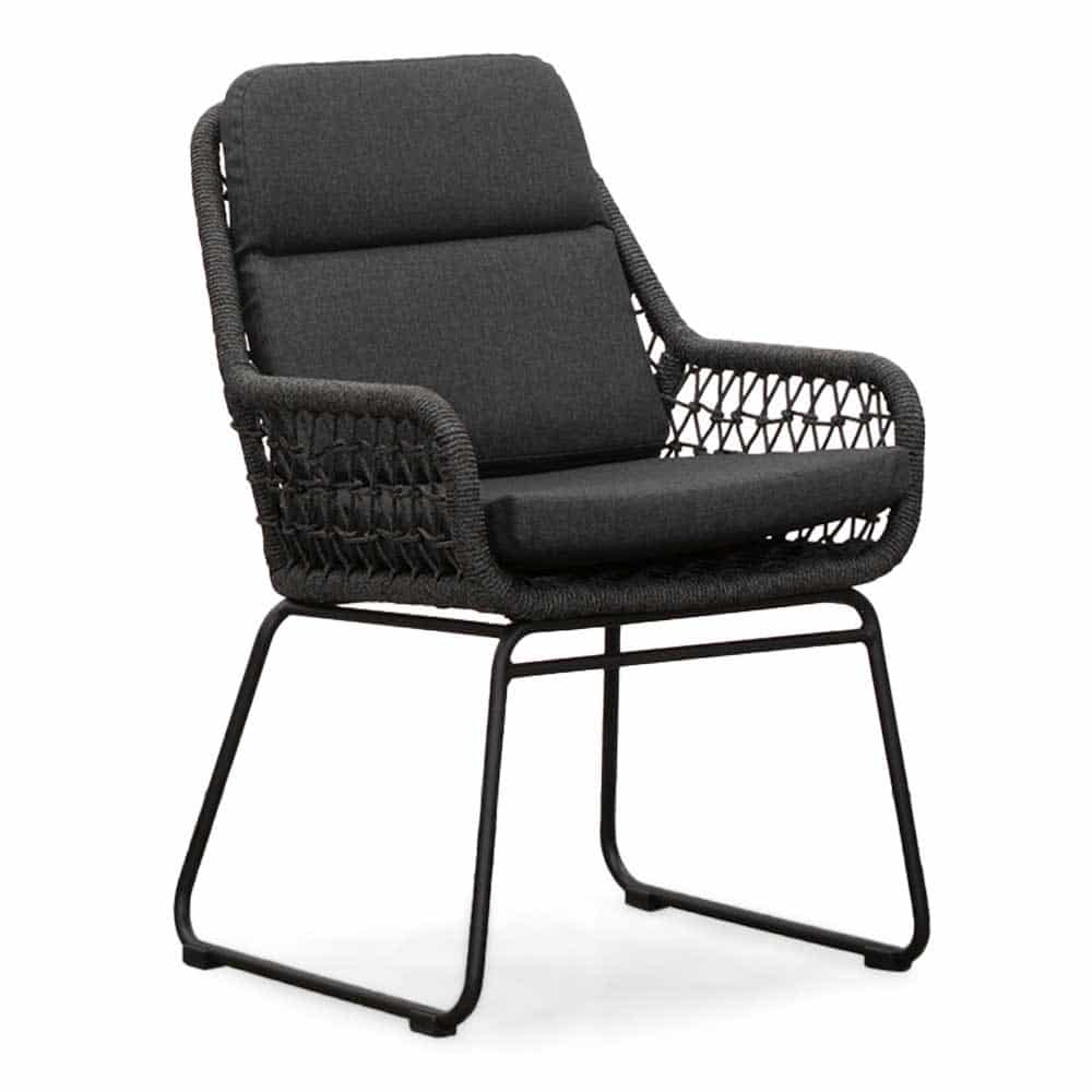 valencia dining tuinstoel | touw + aluminium | lava grey