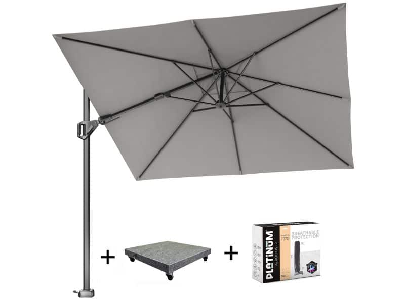 Voyager T2 zweefparasol 270x270 cm Manhattan met 90KG voet en hoes