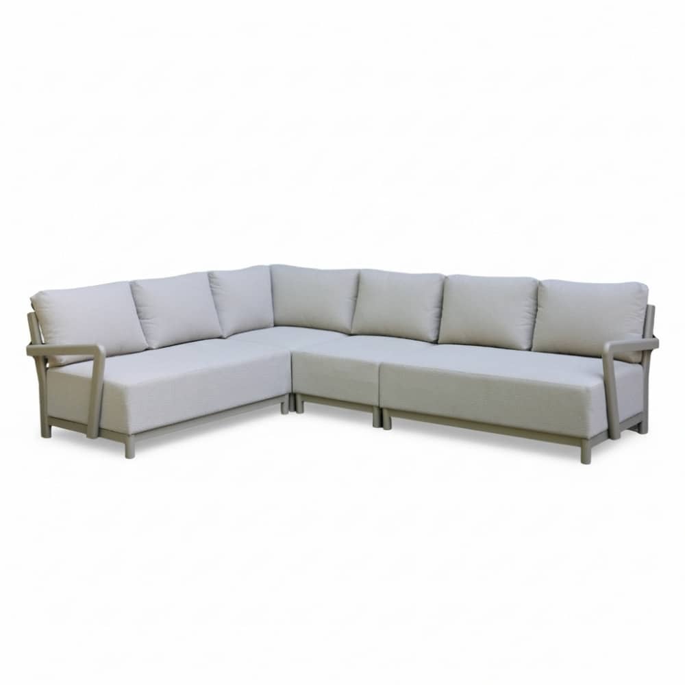 amalfi hoek loungeset 6 personen | aluminium + polywood | beige | 4 delig 289x222cm