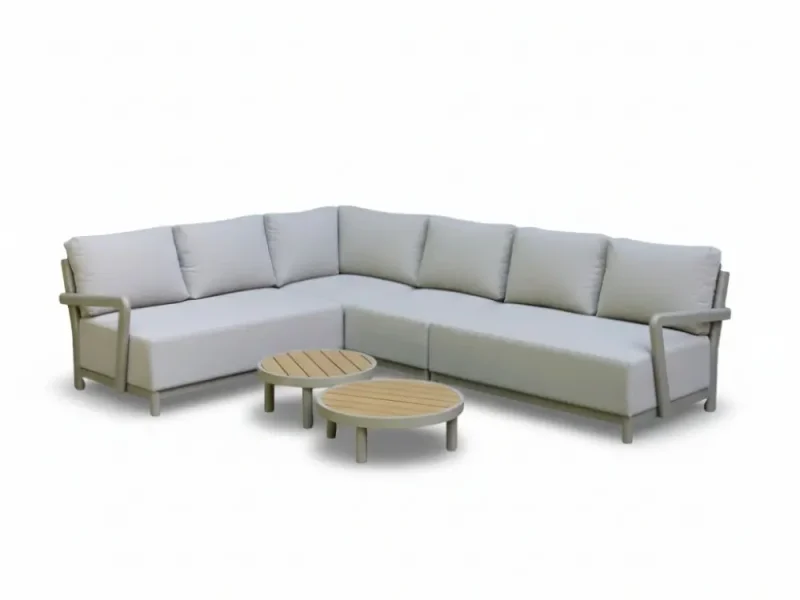 Amalfi hoek loungeset 6 personen incl. tafel | aluminium + polywood | beige | 5-delig - 289x222cm