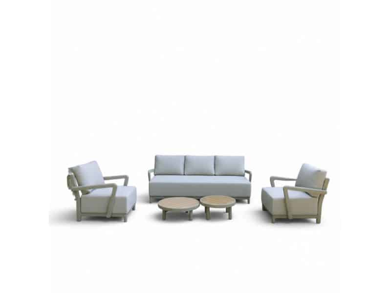 Amalfi stoel-bank loungeset 5 personen incl. tafels | aluminium + polywood | beige | 5-delig