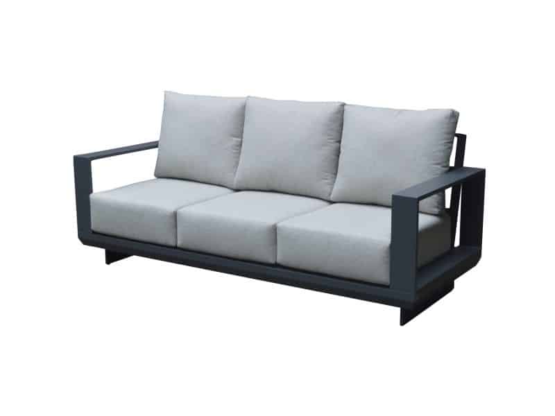 Avellino 3-zitsbank aluminium antraciet soft grey kussens
