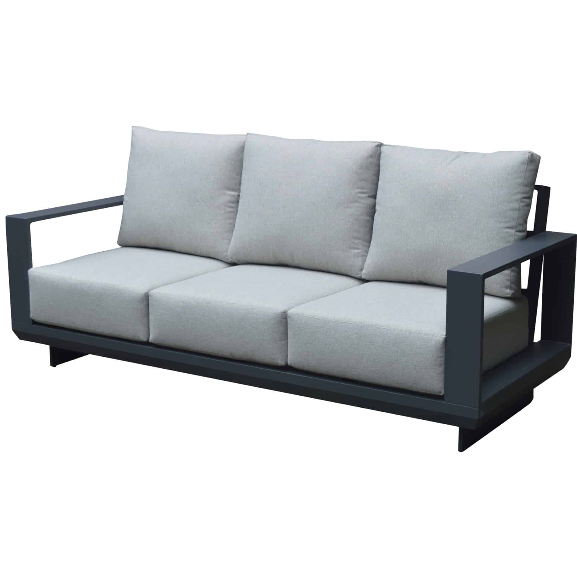 avellino 3 zitsbank aluminium antraciet soft grey kussens