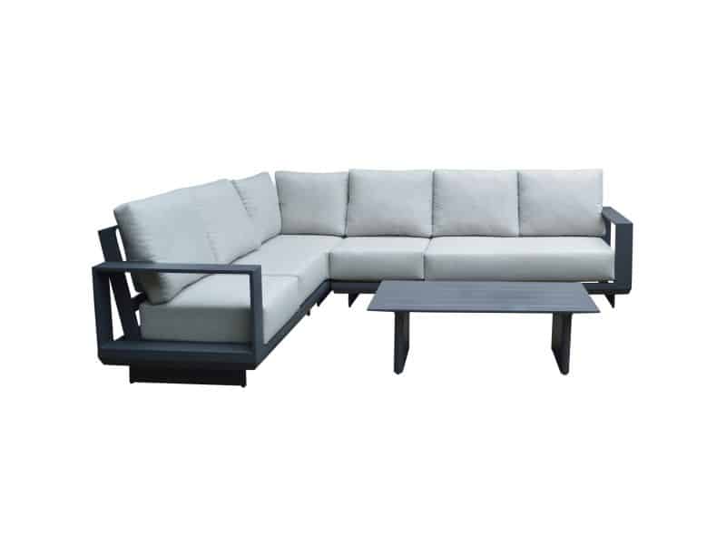 Avellino hoek loungeset 5 delig antraciet aluminium soft grey