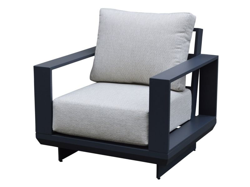 Avellino lounge tuinstoel aluminium antraciet soft grey kussens
