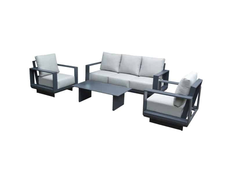 Avellino stoel bank loungeset 4 delig antraciet aluminium soft grey