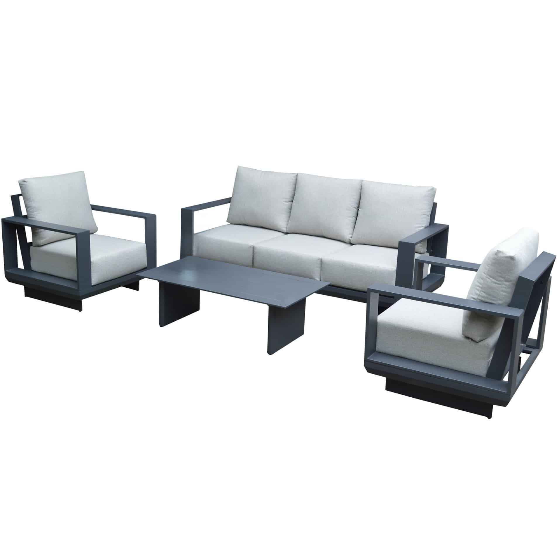avellino stoel bank loungeset 4 delig antraciet aluminium soft grey