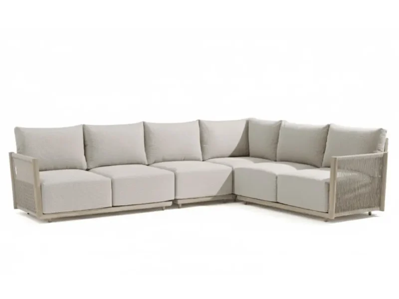 Beau hoek loungeset 6 personen | aluminium + touw | grijs | 4-delig - 304x234cm