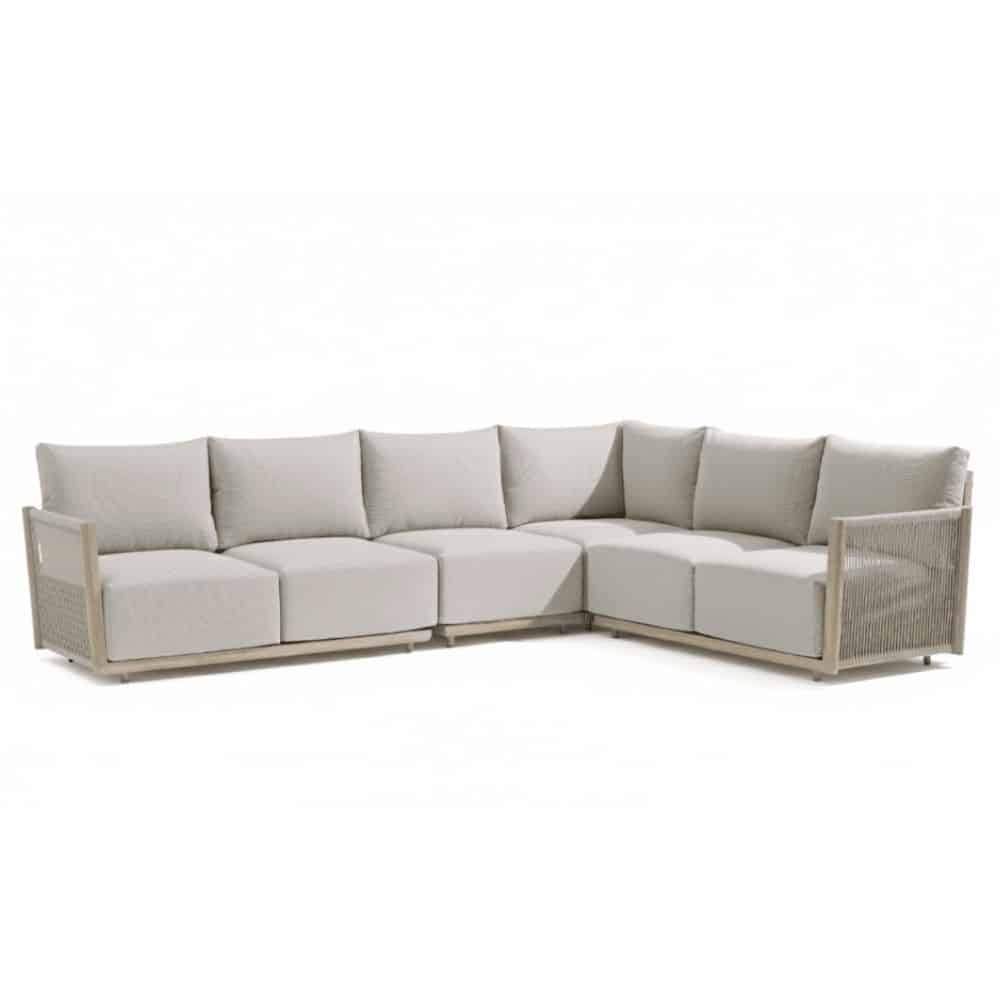beau hoek loungeset 6 personen | aluminium + touw | grijs | 4 delig 304x234cm