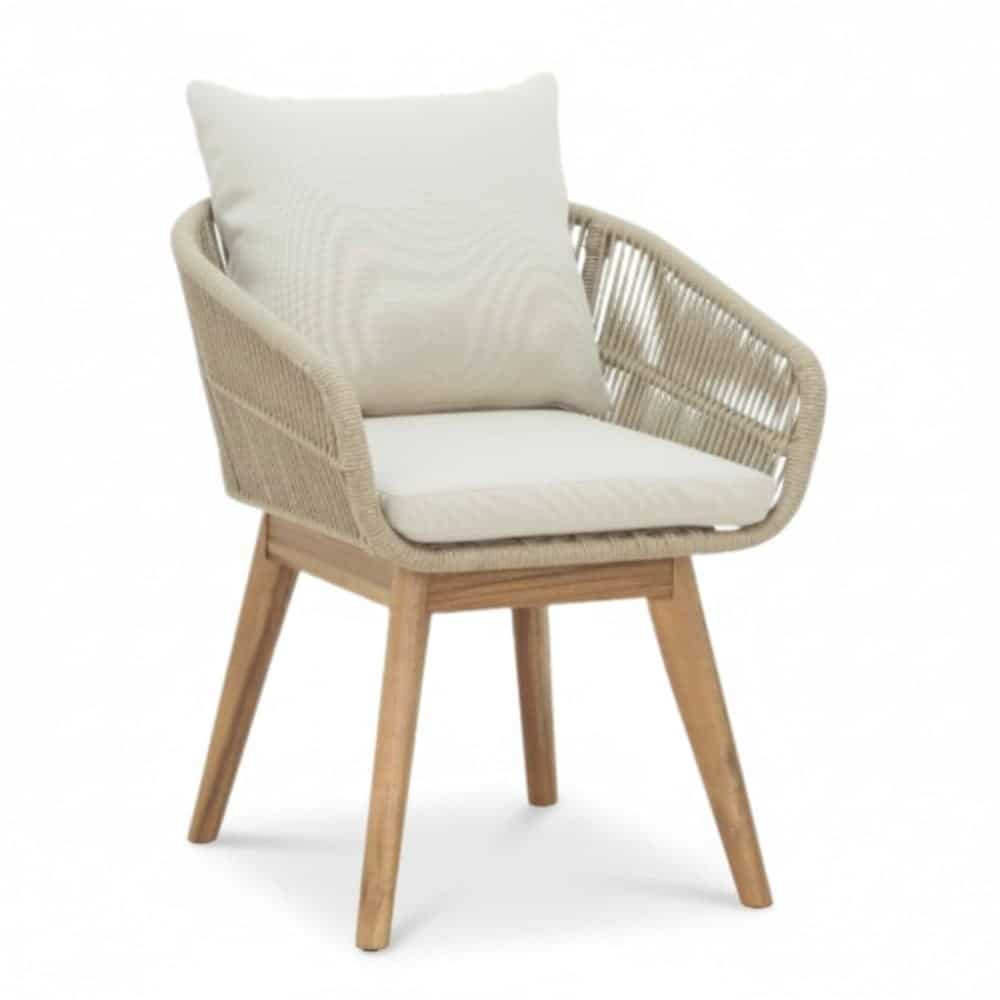bella dining tuinstoel | touw + hardhout | zand