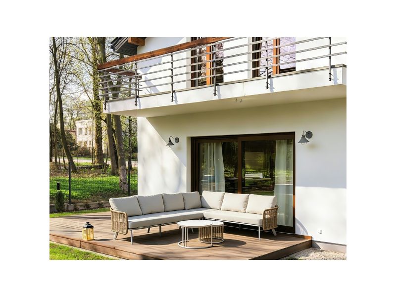 Bologna hoek loungeset 6 personen | wicker + aluminium | beige | 5-delig - 272x214cm