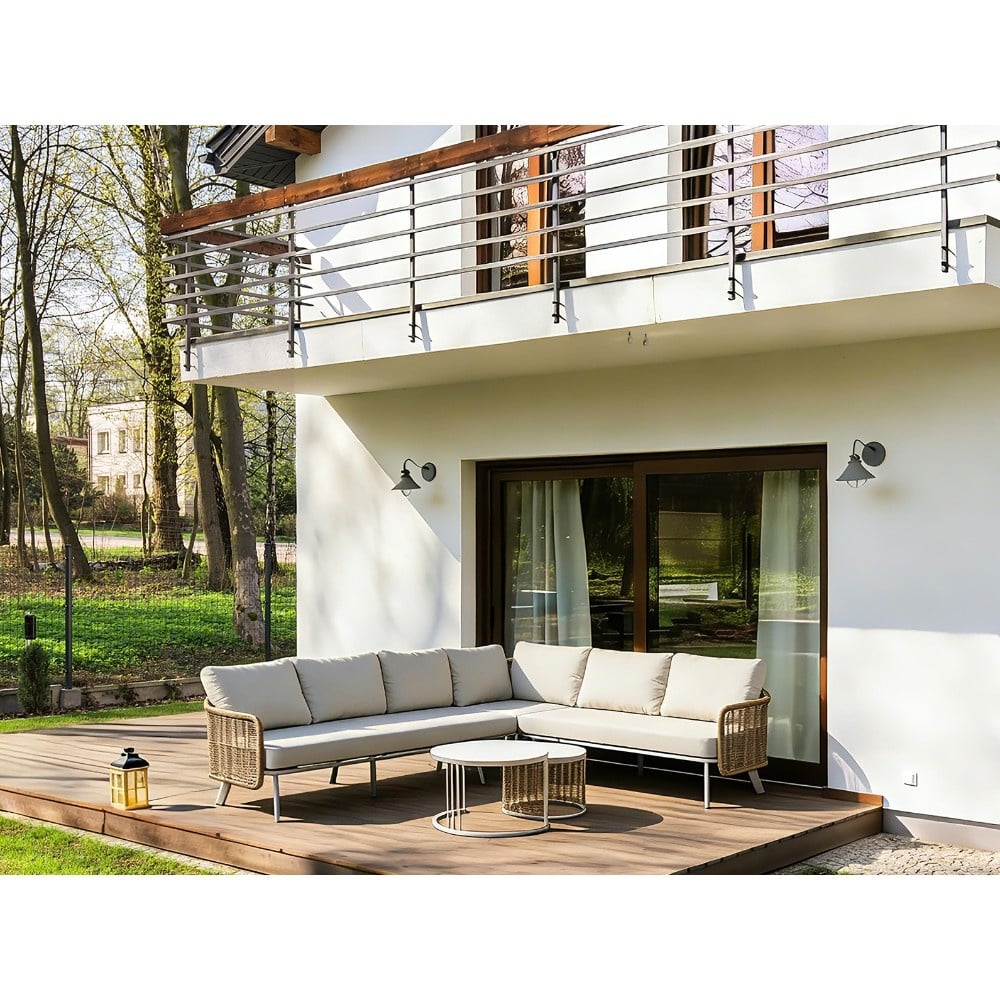 bologna hoek loungeset 6 personen | wicker + aluminium | beige | 5 delig 272x214cm