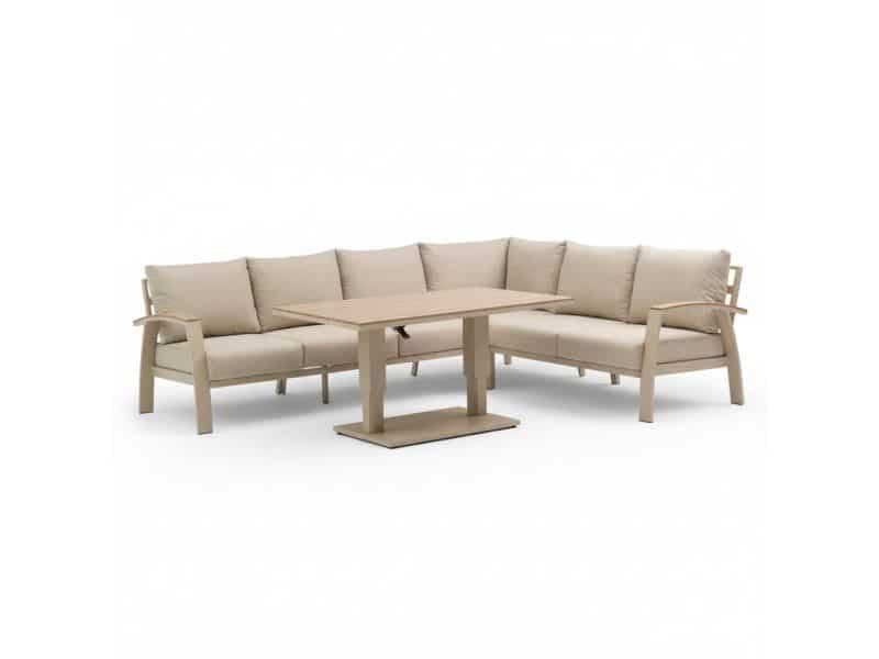 Bordeaux dining loungeset 6 personen | aluminium + polywood | beige | 4-delig - 290x225cm