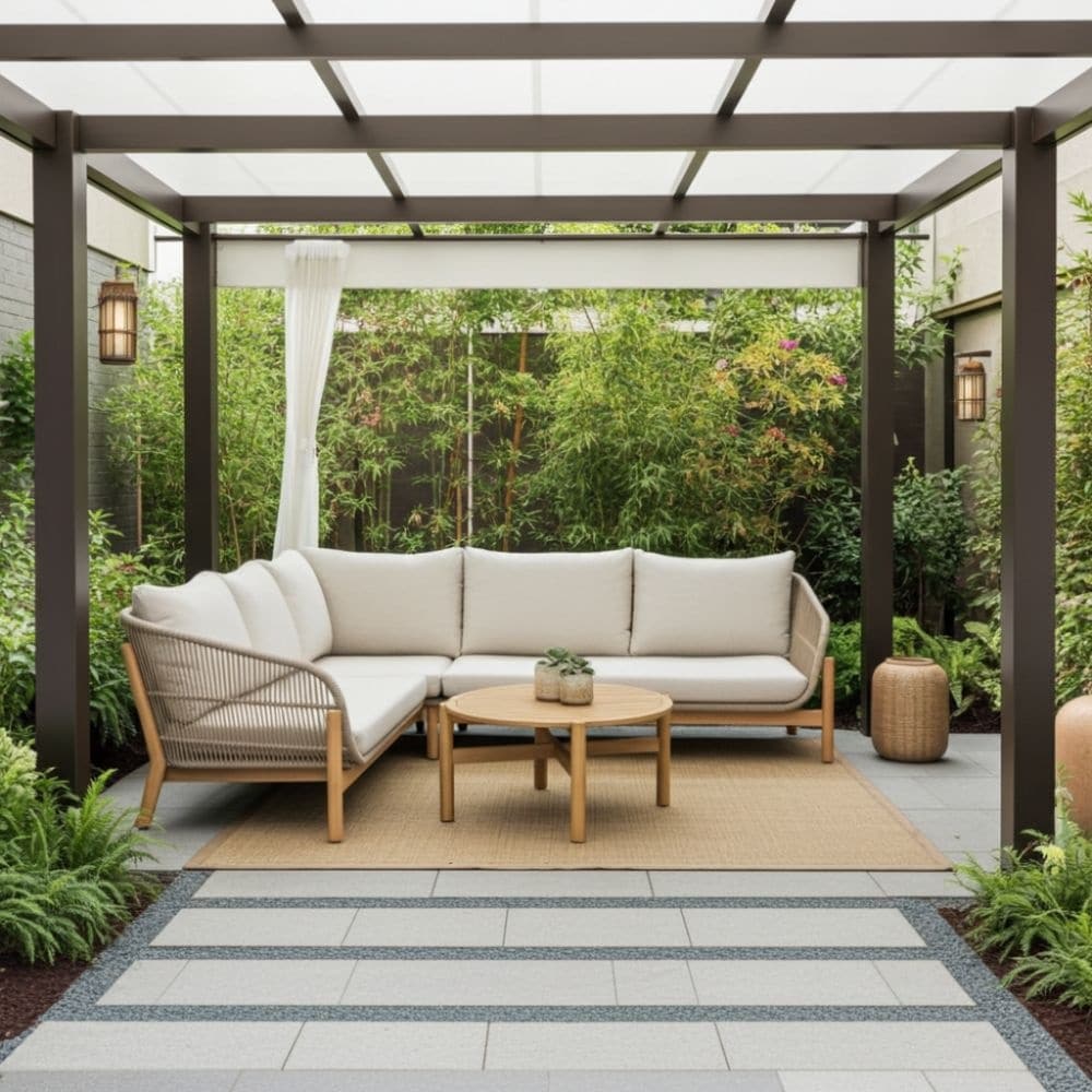 braga hoek loungeset 6 personen incl. tafel | touw + hardhout | zand | 5 delig 235x235cm