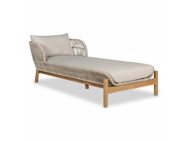 Braga ligbed | touw + hardhout | zand | 190cm