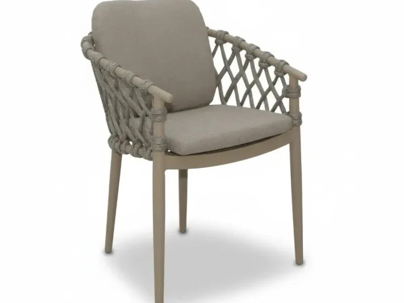 Cleveland dining tuinstoel | aluminium + touw | beige