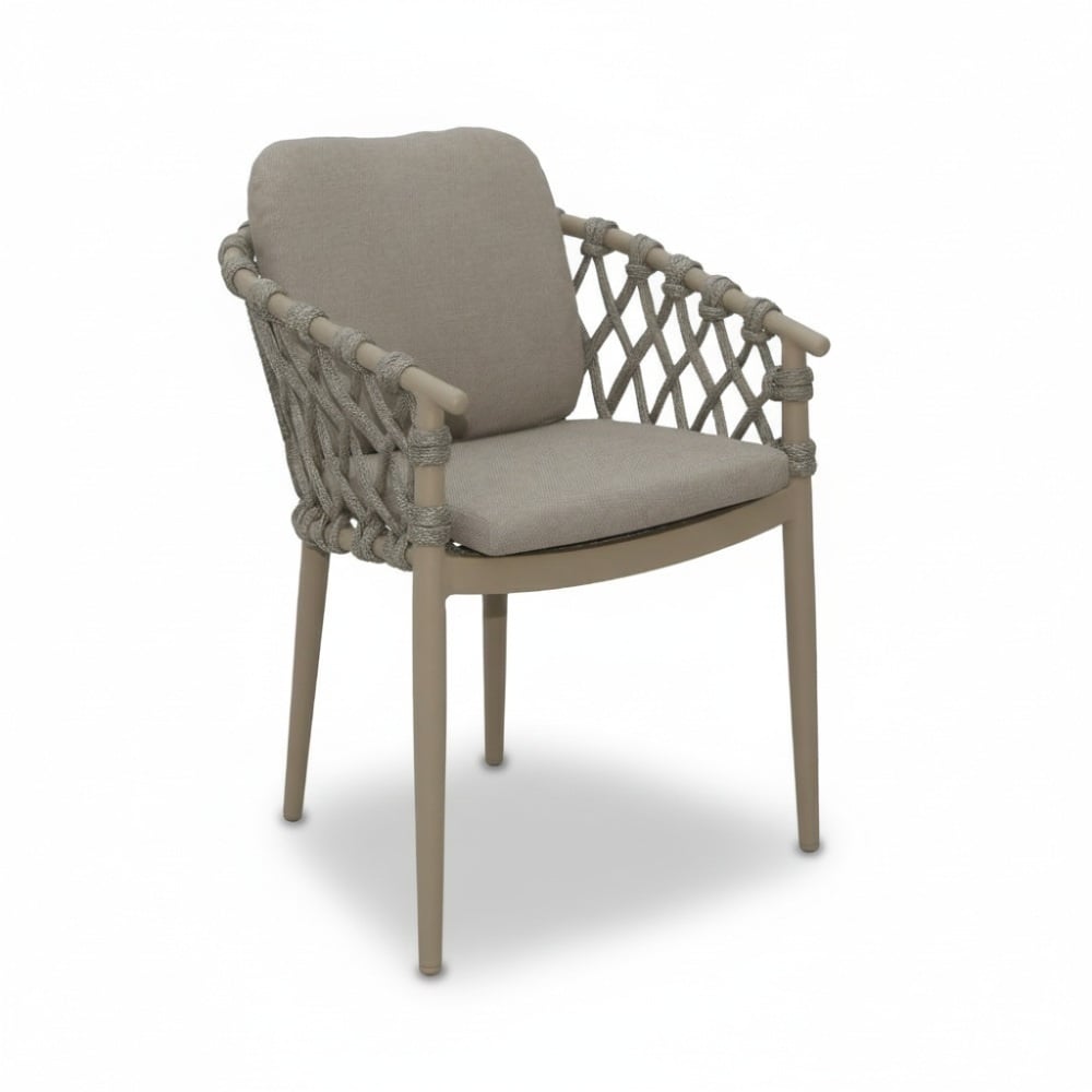 cleveland dining tuinstoel | aluminium + touw | beige