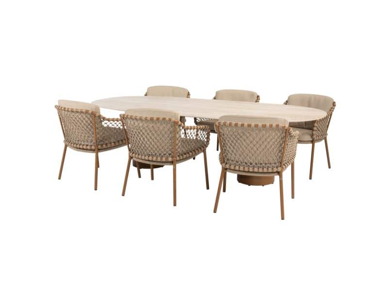 Colorado Martinique dining tuinset 240x105xH75 cm 7 delig keramiek amber 4 Seasons Outdoor