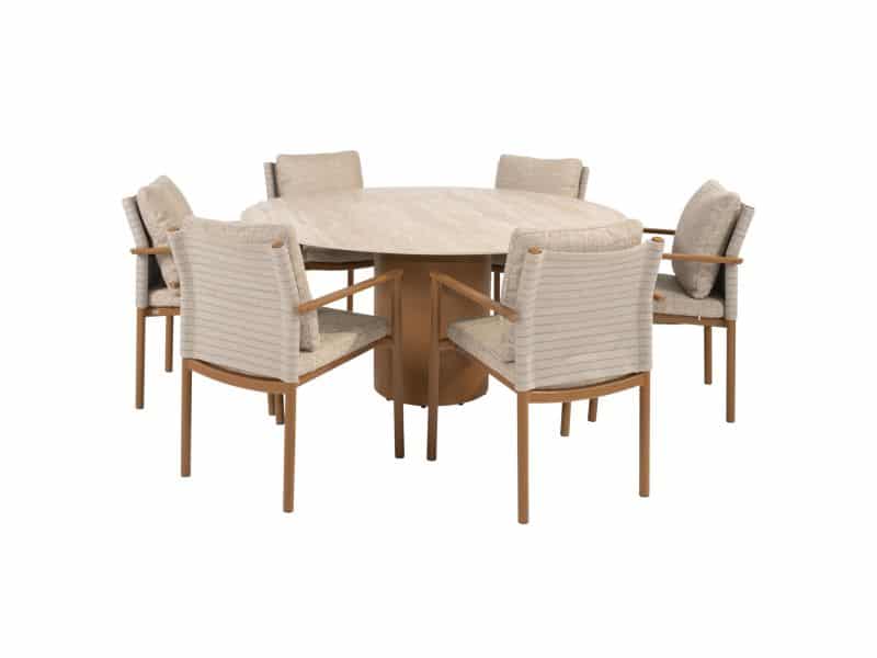 Colorado Safina dining tuinset 160xH75 cm rond 7 delig keramiek amber 4 Seasons Outdoor