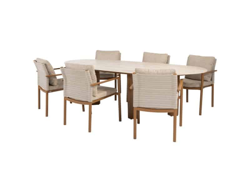 Estate Safina dining tuinset 240x105xH75 cm 7 delig keramiek amber 4 Seasons Outdoor