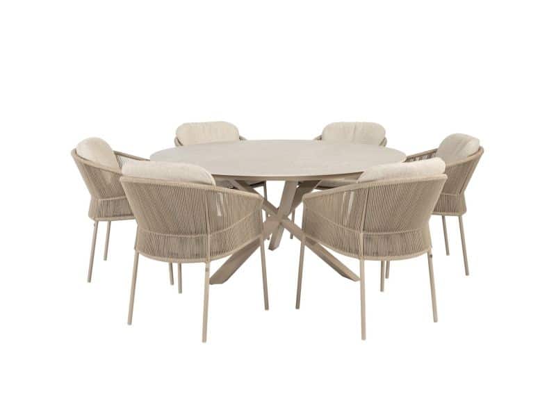 Florence Prado dining tuinset 160xH75 cm rond 7 delig keramiek latte Taste 4SO