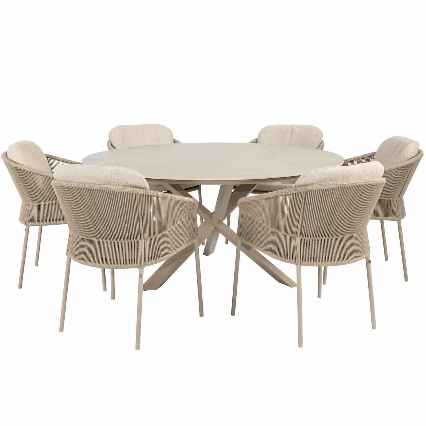 florence prado dining tuinset 160xh75 cm rond 7 delig keramiek latte taste 4so