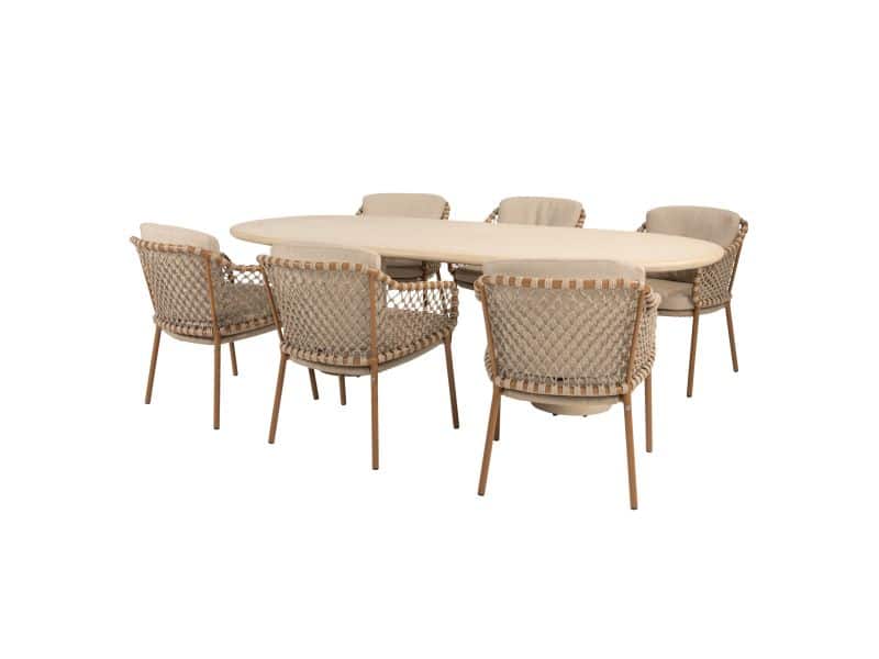 Hampton Martinique dining tuinset 240x105xH75 cm 7 delig mortex amber 4 Seasons Outdoor