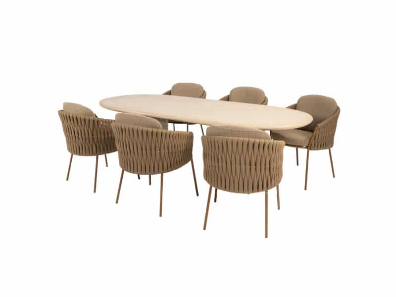 Hampton Molina dining tuinset 240x105xH75 cm 7 delig mortex amber 4 Seasons Outdoor