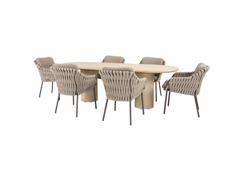 Hampton Montera dining tuinset 240x105xH75 cm 7 delig mortex terre 4 Seasons Outdoor