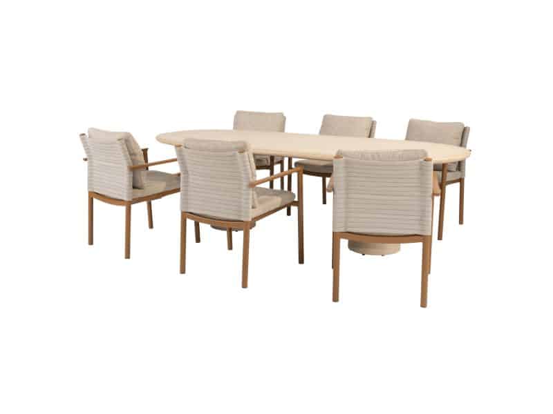 Hampton Safina dining tuinset 240x105xH75 cm 7 delig mortex amber 4 Seasons Outdoor