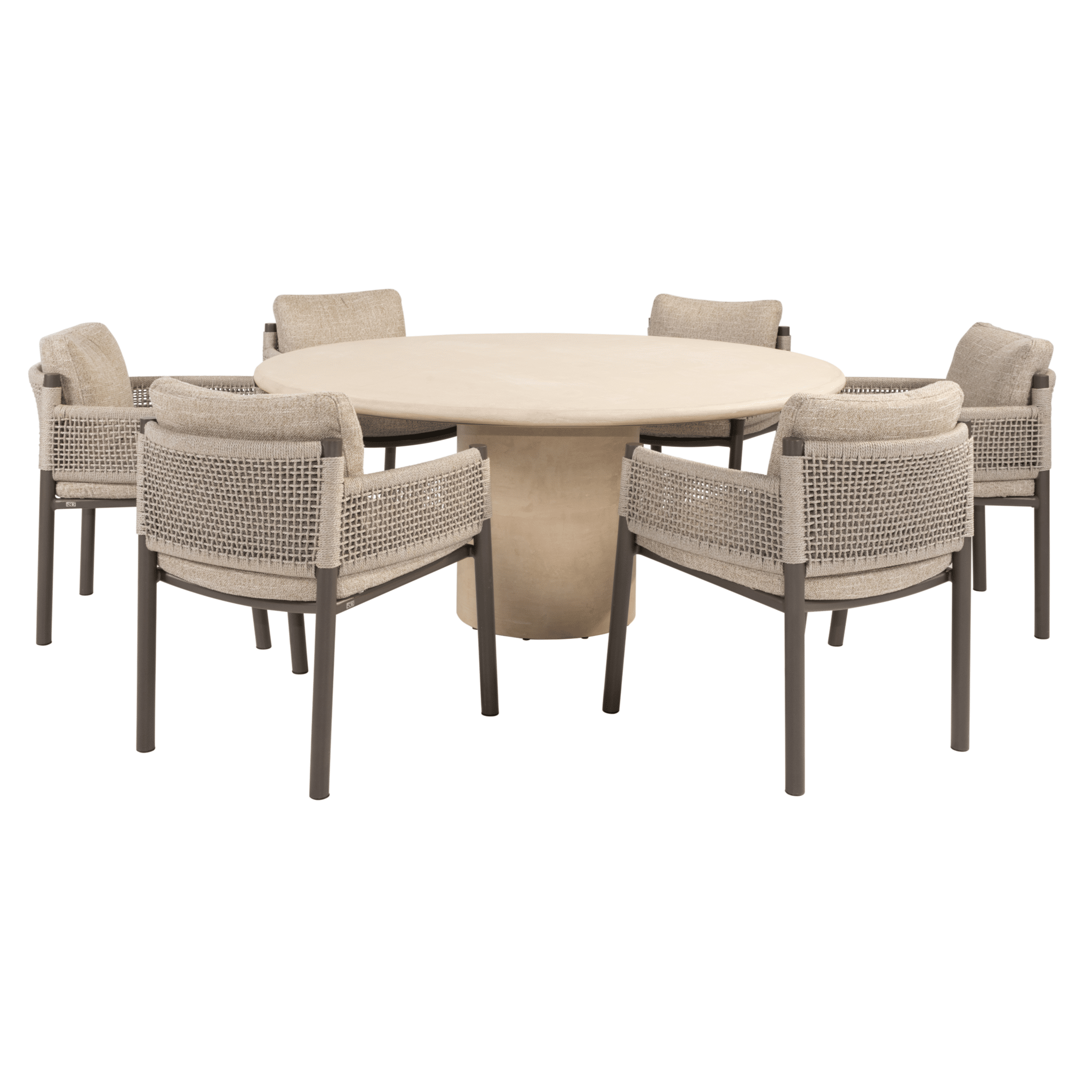 hampton savanne dining tuinset 160xh75 cm rond 7 delig mortex terre 4 seasons outdoor