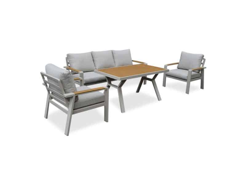 Lola dining stoel-bank loungeset 5 personen | aluminium + polywood | beige | 5-delig