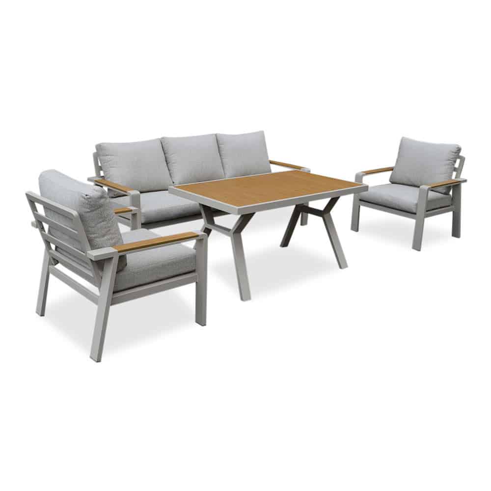 lola dining stoel bank loungeset 5 personen | aluminium + polywood | beige | 5 delig